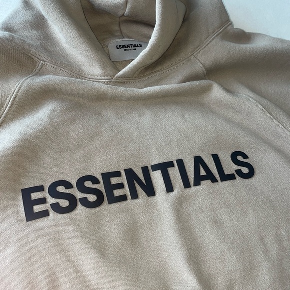 Fear of God Essentials Pullover Hoodie Applique Logo Olive/Khaki (Size S) - Picture 2 of 5